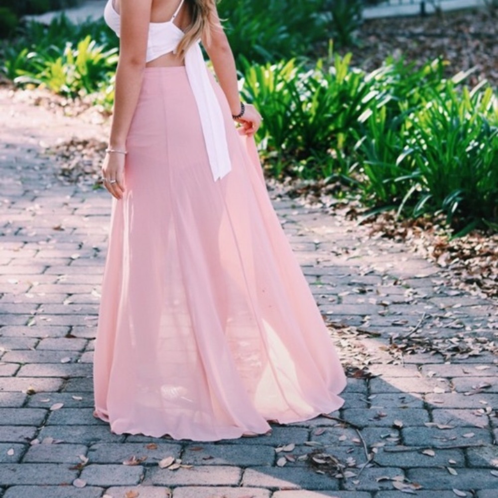 Pink long skirt